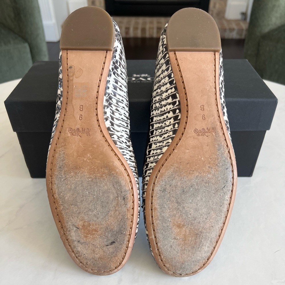 Coach Flatiron Ballet Flats - Black and White Snakeskin - Picture 9 of 10